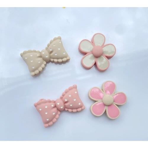 30Pcs Flatback Resin Cabochon Kawaii Bowknot Flower Flatbacks Hair Bow Center Scrapbooking DIY Embellishments Accessories