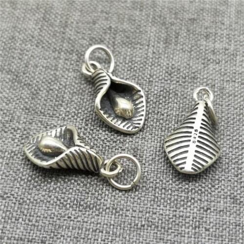 3 Pieces 925 Sterling Silver Oxidized Flower Charms for Bracelet Necklace