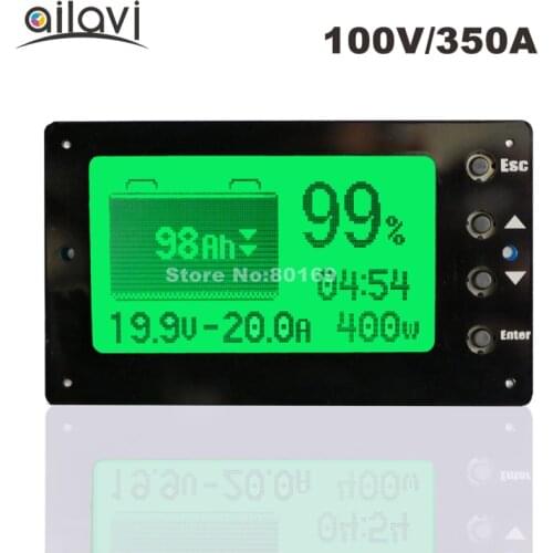 TF03 Large Screen Coulometer 100V 350A Lead-acid Lithium Battery Capacity Tester Voltage Current Display Coulomb Counter for RV