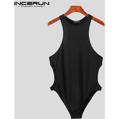 Summer Men Pajamas Bodysuits Sleeveless O Neck Rompers Breathable Homewear Fitness Cozy Sexy Men Nightwear Bodysuit 5XL INCERUN