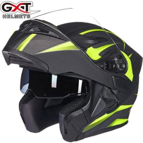 GXT Motorcycle Helmet Flip Up Motocross Helmets Men Full Face Moto Helmets Motorcycle Capacete Casco Moto With Doublel Lens