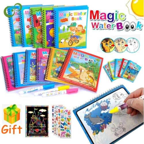 Cartoons Animal Zoo Princess Reusable Coloring Book Magic Water Drawing Book Early Education Montessori Toys for Kids Gift YJN