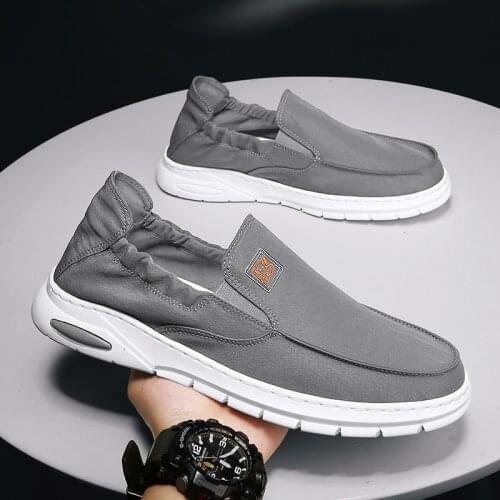 2021 summer breathable mens shoes Beijing old canvas shoes Korean shoes casual shoes cover feet driving lazy shoes cloth shoes