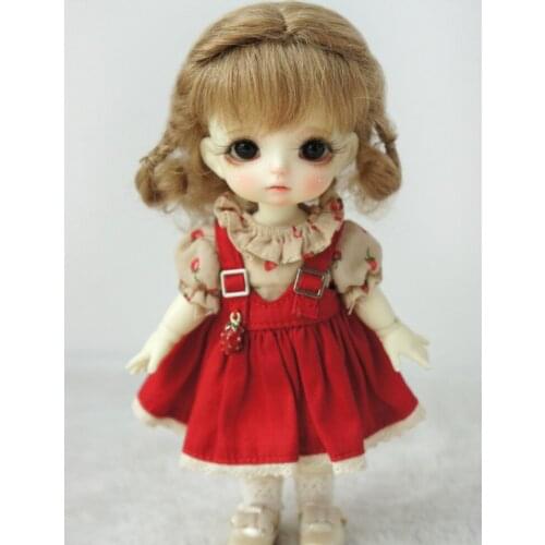 JD249 5-6inch 13-15CM 1/8 Double Braids short wave Mohair BJD wigs OB11 Lati Yellow doll accessories