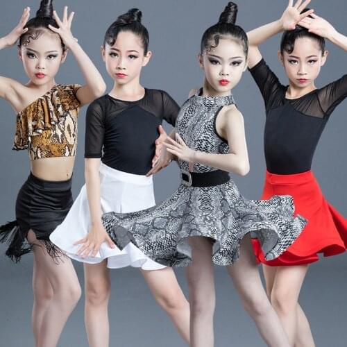 2019 Spandex girls latin dresses for dancing ballroom dance dress rumba samba children samba cha cha tango skirt standard salsa