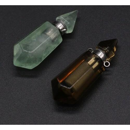 Charms Essential oil Diffuser Pendant Natural Stone Perfume Bottle Pendant Cone Shape for Making DIY Jewerly Necklace Gift