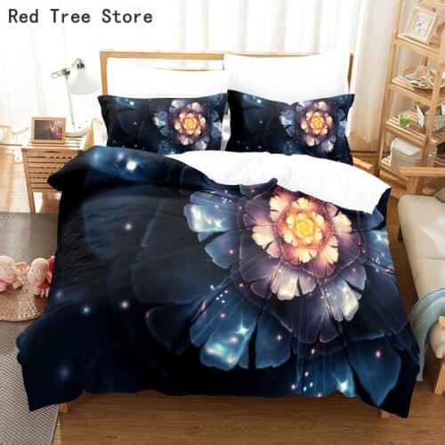 Flower Printed Bedding Set Luxury Black Floral Duvet Cover Pillowcase Sets Single Double 200*200 Size Bedclothes Polyester Quilt