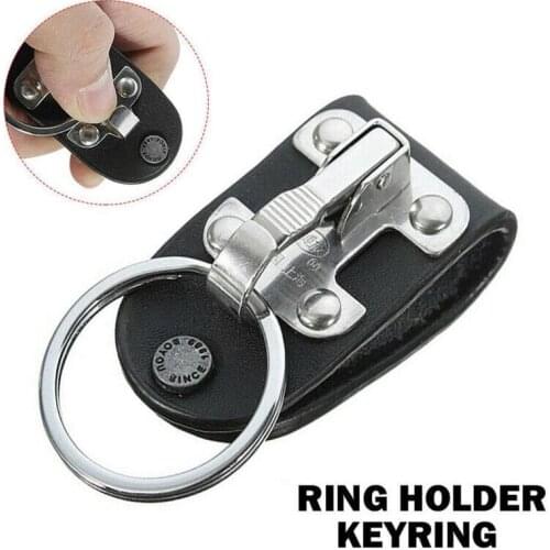 Detachable Key Chain Men Black Pu Leather Steel Keyring For Business Belt Accessories Belt Clip Ring Holder Keyring