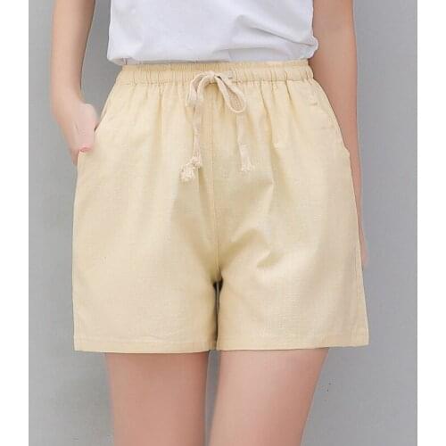 High Waist Cotton Linen Summer Shorts Women Clothes Loose Wide Leg Pants Thin High Waist Casual Short Pants TA5252