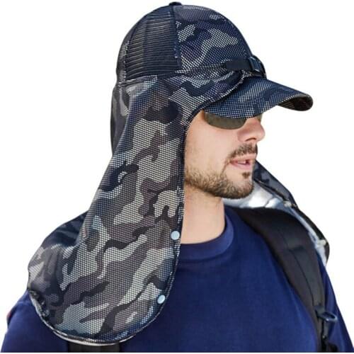 Sun-Proof Anti-mosquito Breathable Adjustable Hiking Fishing Hat Fashion Camouflage Mens Sun Hat Summer Detachable Baseball Cap