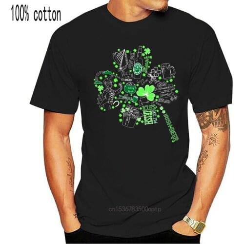 ST. PATRICKS DAY SLOGAN IRISH CLOVER COOL SHORT SLEEVE UNISEX BLACK T-SHIRT