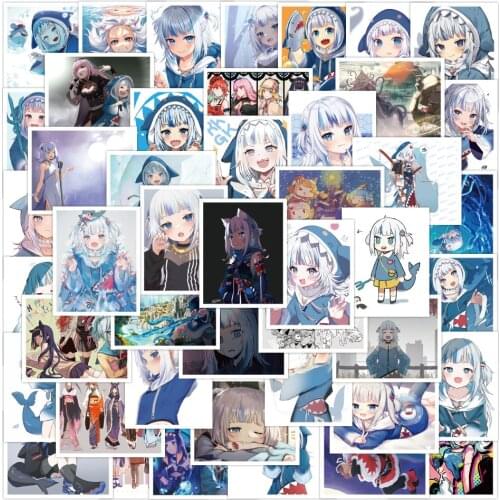 10/30/50PCS Cartoon Japanese Girl Shark Girl Sticker Skateboard Laptop Graffiti Computer Luggage Waterproof Sticker Wholesale