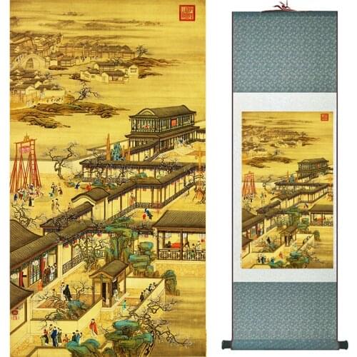 Traditional people painting Chinese scroll painting landscape art painting home decoration painting
