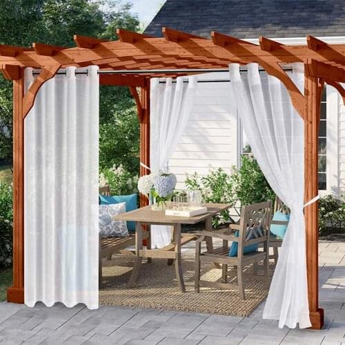 Polyester Helpful Outdoor White Sheer Patio Drape Washable Tulle Curtains Solid for Pavilion