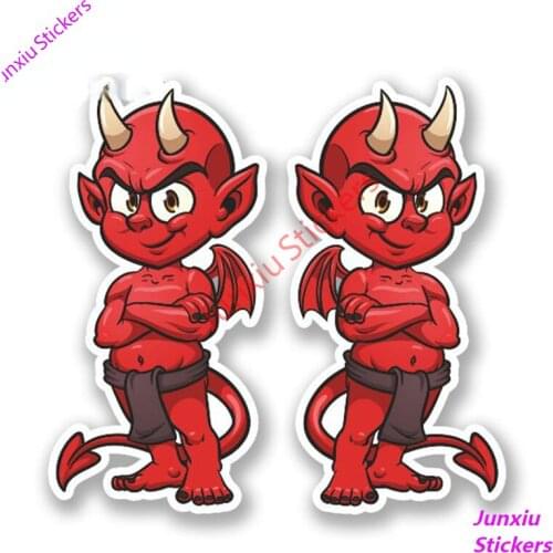 Red Devil Vinyl Cartoon Anime Sticker Motorbike Bike Helmet Laptop Creative Decals Decoration Waterproof Accessories PVC13x6cm