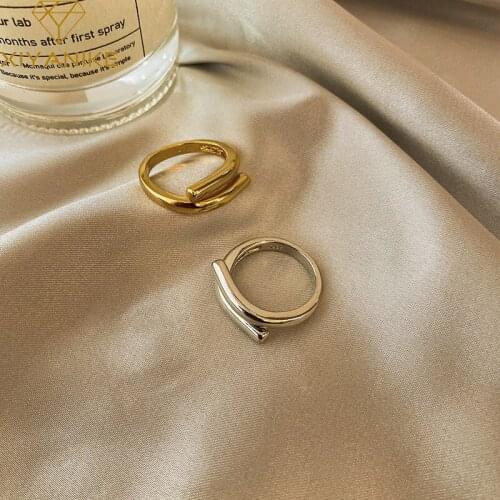 XIYANIKE 925 Sterling Silver Creative Geometric Folded Circle Couple Rings For Women Minimalist Style Jewelry Accessories Party