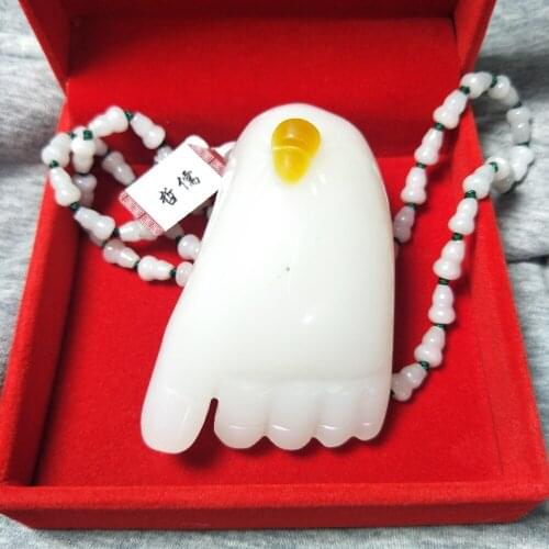 Zheru Jewelry Pure Natural Hetian White Jade Pendant Gourd Bead Pendant Chain Send National Certificate Can do hand play pieces