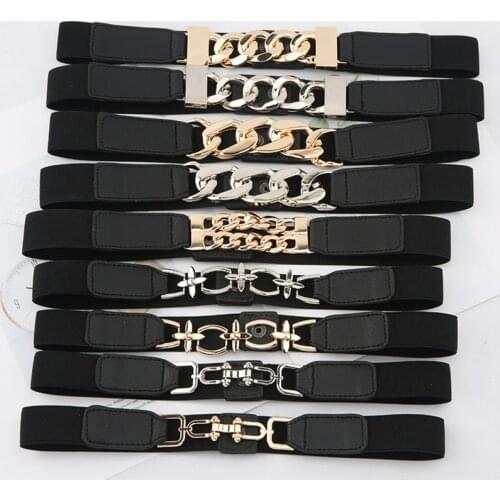 Stretch Lady Cummerbunds Silver Metal Waist Belt Dress Coat Sweater Decorative Waistband Fashion Elastic Belt Gold Chain Belt