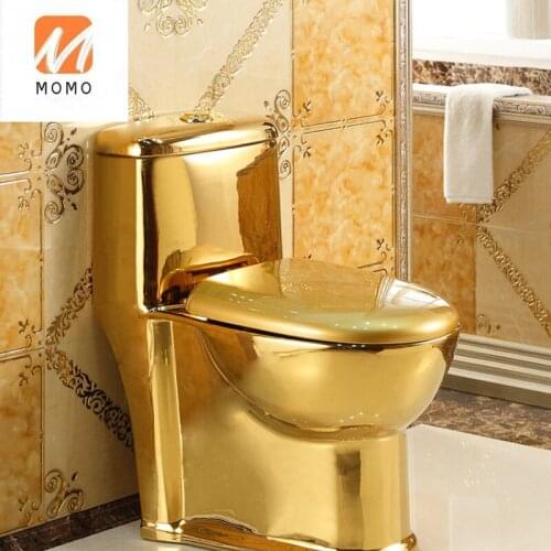 European style gold toilet for domestic use, siphon type water-saving and odor proof ceramic color toilet for small domestic use