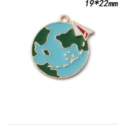 10pcs Jewelry making accessories enamel cat bunny earth airplane charms alloy metal Pendant for Earrings handmade DIY material