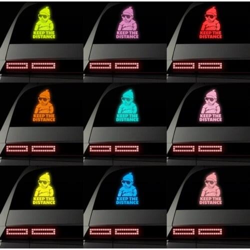 14*20cm Keep the Distance Car Sticker and Decal Car Reflective Sticker Car Styling Decor Safety Warning Auto Window Body Sticker