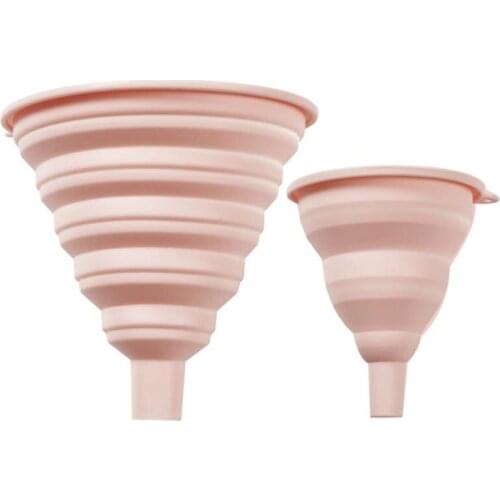 2PCS Collapsible Funnel Solid Color Flexible Soft Silicone For Jars Food Grade Canning Home Kitchen Tool Large Liquid Transfer