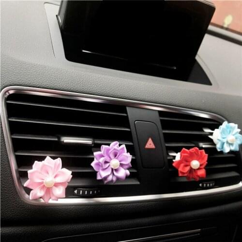 2 pcs Beautifully colored flowers automotive decorative Ladies car perfume decoration air freshener Cloth material flower