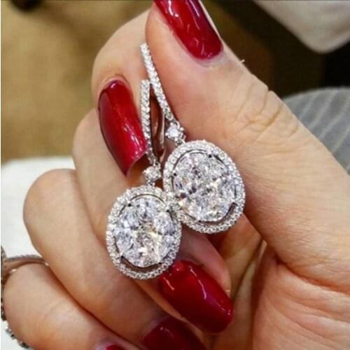 2020 Modern Women Earrings for Girl Accessories Wedding Engagement Jewelry Geometric Fashion Crystal Zircon Hoop Earrings