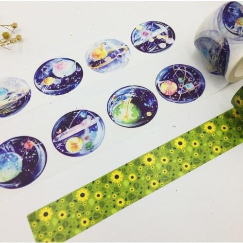 25mm*10m/40mm*7m high quality washi paper tape/Sun Flower and Glass Planet masking japan washi tape