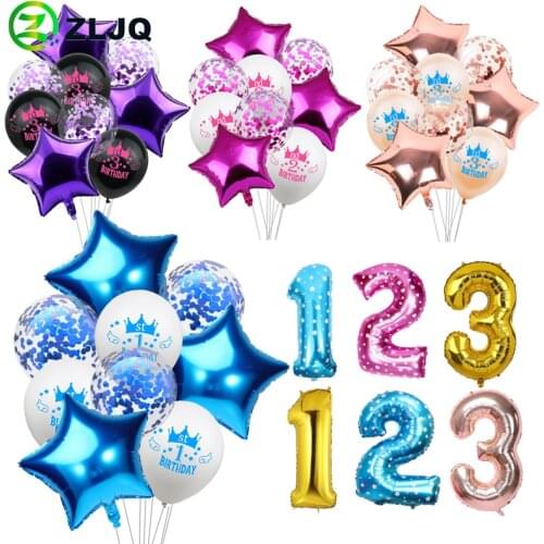 3 2 1st Birthday First Birthday Balloons My 1 2 3 Year Old Birthday Foil Latex Confetti Balloon Baby Shower Boy Girl Party Decor