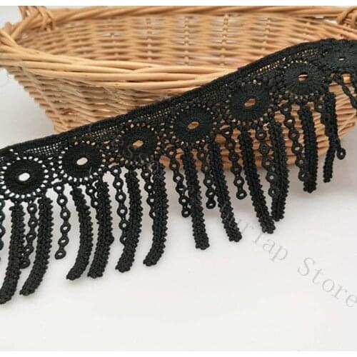 3 Yards 8cm White Black Lace Trims lace ribbon lace fabric Fashion Tassel Dress Applique DIY Sewing Applique Craft 5BB5465