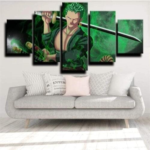 5 Piece Wall Art Canvas Anime Manga Prints Pirate King Figure Posters Modern Home Living Room & Bedroom The Wall Decoration