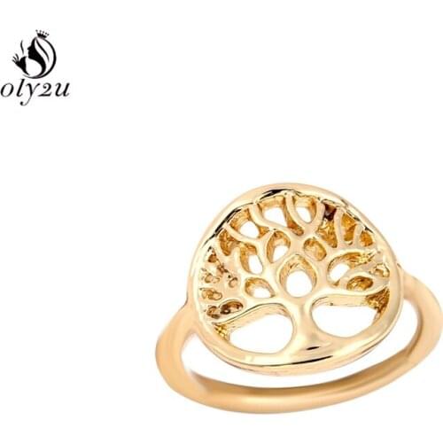 Bohemian Tree of Life Ring Vintage Leaf Rings for Women Girls Bijoux Geometric Plant Finger Rings Joint Anillos Wholesale