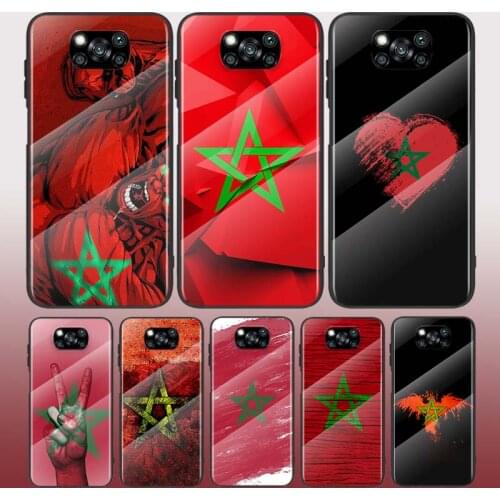 Morocco Flag Coat Of Arms Tempered Glass Cover For Xiaomi POCO F3 F2 X3 NFC X2 M2 Pro Phone Case