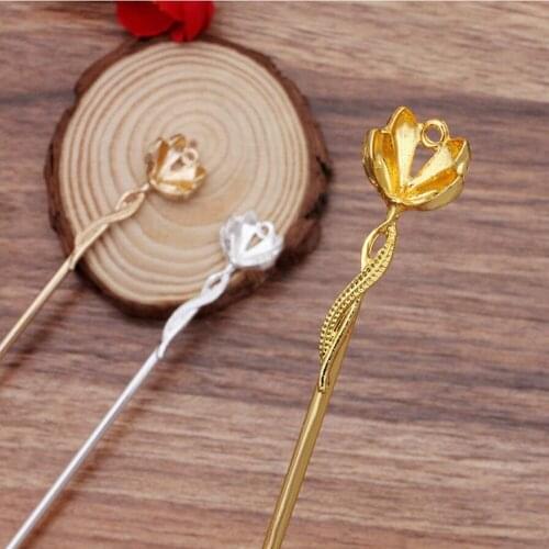 Flower Caps Fit Beads DIY Hairpins Hair Forks Sticks Hair Pin Hairpin Hair Wear Findings DIY Vintage Jewelry Accessories