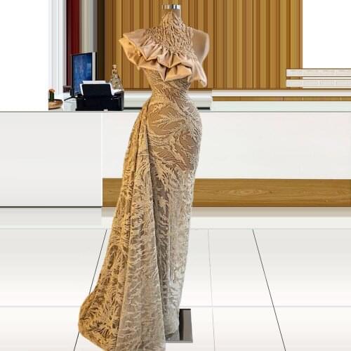 Beaded Yellow Lace Elegant Dress Women For Wedding Party vestidos de promoción vestidos de graduación Prom Gown