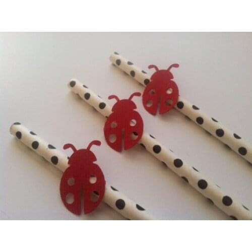 Personality cheap Red LADYBUG Paper Straws Wedding bridal baby birthday shower Bachelorette Decoration Drinks tea party straw
