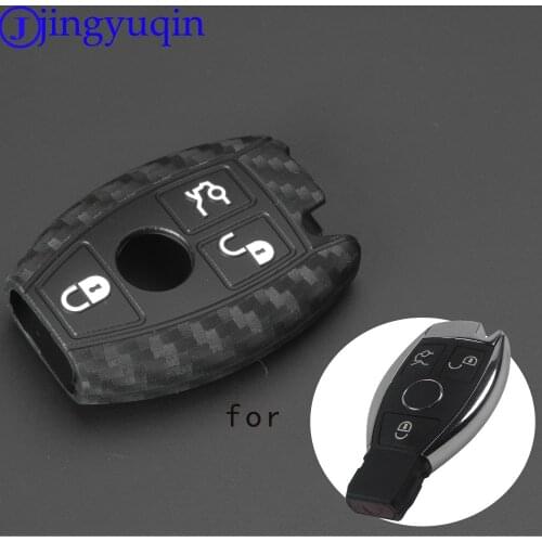 Jingyuqin 3 Buttons Silicone Car Key Case For Mercedes Benz CLS CLA GL R SLK AMG A B C S Class Procted