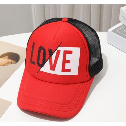 Adult Summer Casual Trucker Hat Men Love Print Dad Baseball Cap Hip hop Snapback Hat Outdoor Mesh Caps Fashion