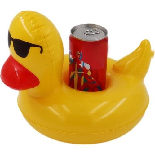 Summer Swimming Pool Duckling Drink Cup Holder Inflatable Floating Beverage Coaster Sunglasses Mini Yellow Duck Coaster For Pool