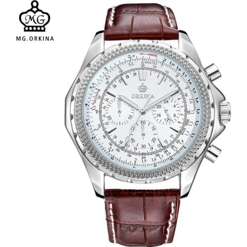 MG. ORKINA Big Dial Mens Quartz Watch Japan Movement JS20 Chronograph Stainless Steel Back 3atm Waterproof Relogio Masculino