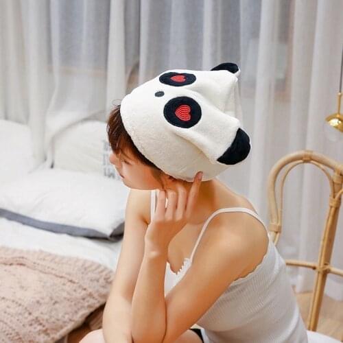 Fashion Cute Panda Dry Hair Cap Microfiber Hair Turban Water-absorbing Thickened Hair Quick-drying Shower Caps for Women Kids