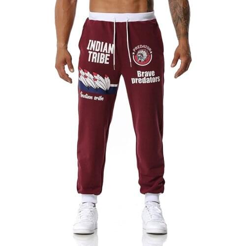 Man Jogging Pants Cotton Indian Lmage Printing Outdoor Sports Fitness Soccer Training Trousers