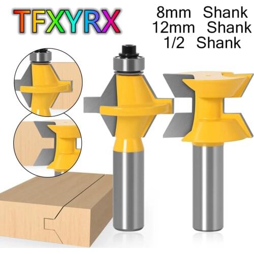 2pcs 8mm 12mm 1/2inch Shank Tougue&Groove Router Bit Set 120 Degree Woodworking Milling Chisel Cutter Tools