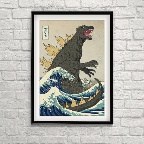Wall Art Decoration Canvas Painting Anime Posters The Big Beast of Kanagawa Prefecture Wall Art Decor Cuadros for Living Room