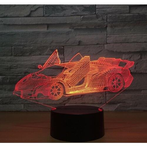 New Sports Car Colorful 3d Small Night Light Touch Remote Control 3d Led Visual Gift Lovely 7 color change 3D Lamp