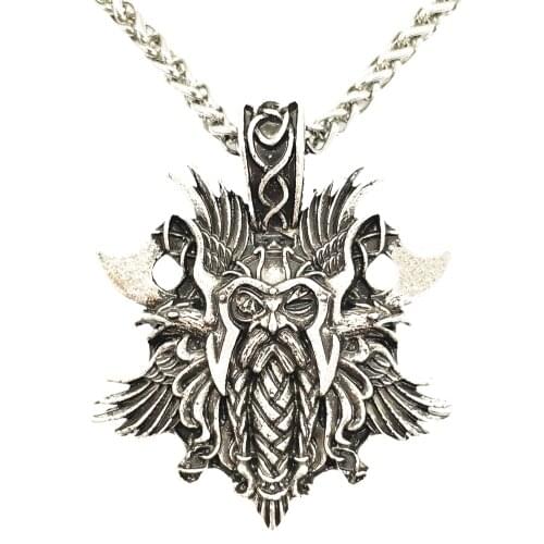 Odin With Axe Amulet Helena Rosova Viking Pendant Necklace Men Pagan Talisman Jewellery