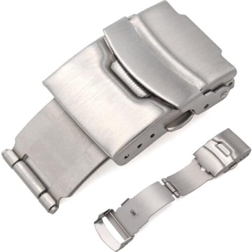 Wholesale 10pcs/set Stainless Steel Watchband Buckle 18 20 22 24mm Men Watch Strap Silver Brushed Insurance Deployment Clasp