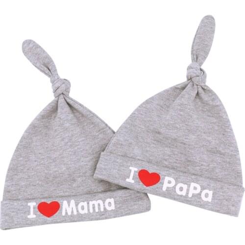 Autumn I Love Papa Mama Cotton Hat For Newborn Baby Toddler Hat Knot Beanies Toddler Girls Sleep Caps Boys Girls Autumn Hat