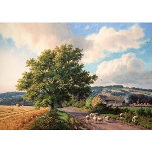 Pastoral Country Nature Scenery Tree Embroidery Arts Needlework 14CT Unprinted Cross Stitch Kits DIY Quality Handmade Decor